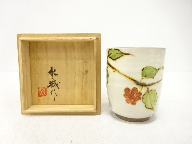 JAPANESE POTTERY / YUNOMI TEA CUP / IROE / ARTISAN WORK
